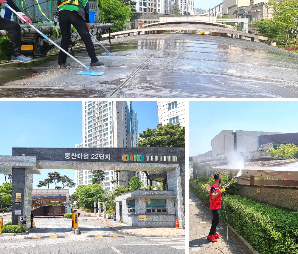 안양시 외부 건물청소 - 새 빌딩의 아름다움을 유지하세요 관한 작업사진입니다.